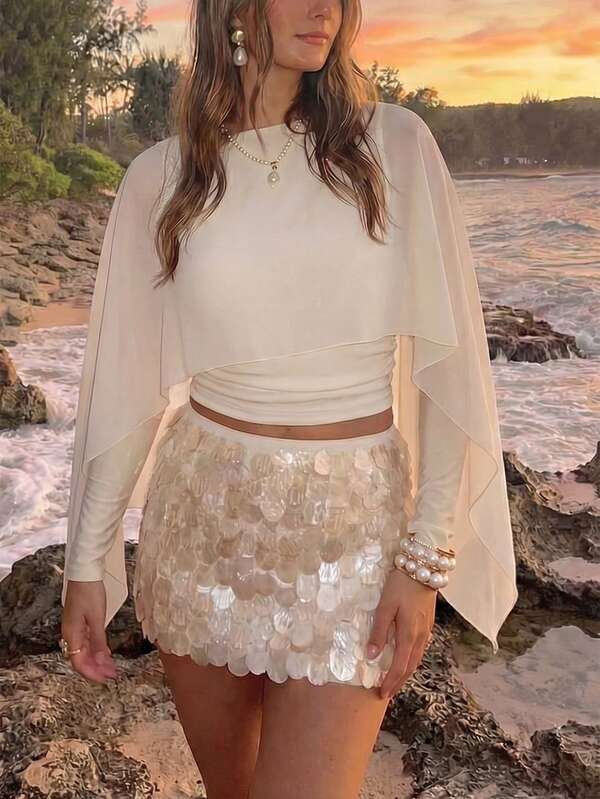 Women's Elegant Asymmetric Hem Long Sleeve Top
