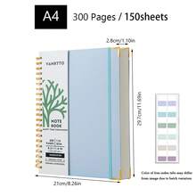 Cuaderno Espiral A4, Papel Grueso de 110 g/m², 300 Páginas (150 Hojas), 4 Colores Disponibles, Bolsillo de Almacenamiento Integrado, talla grande Cómodo de Usar. También Conocido Como Cuaderno Espiral, Cuaderno de Bobina, Cuaderno de Hojas Sueltas, Tamaño B5, 160 Páginas (80 Hojas). - Multicolor - Ver 15