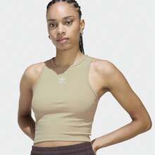 adidas originals Top ESSENTIALS RIBBED圓領修身套頭 運動背心 女款 - 卡其色 - 查看 3