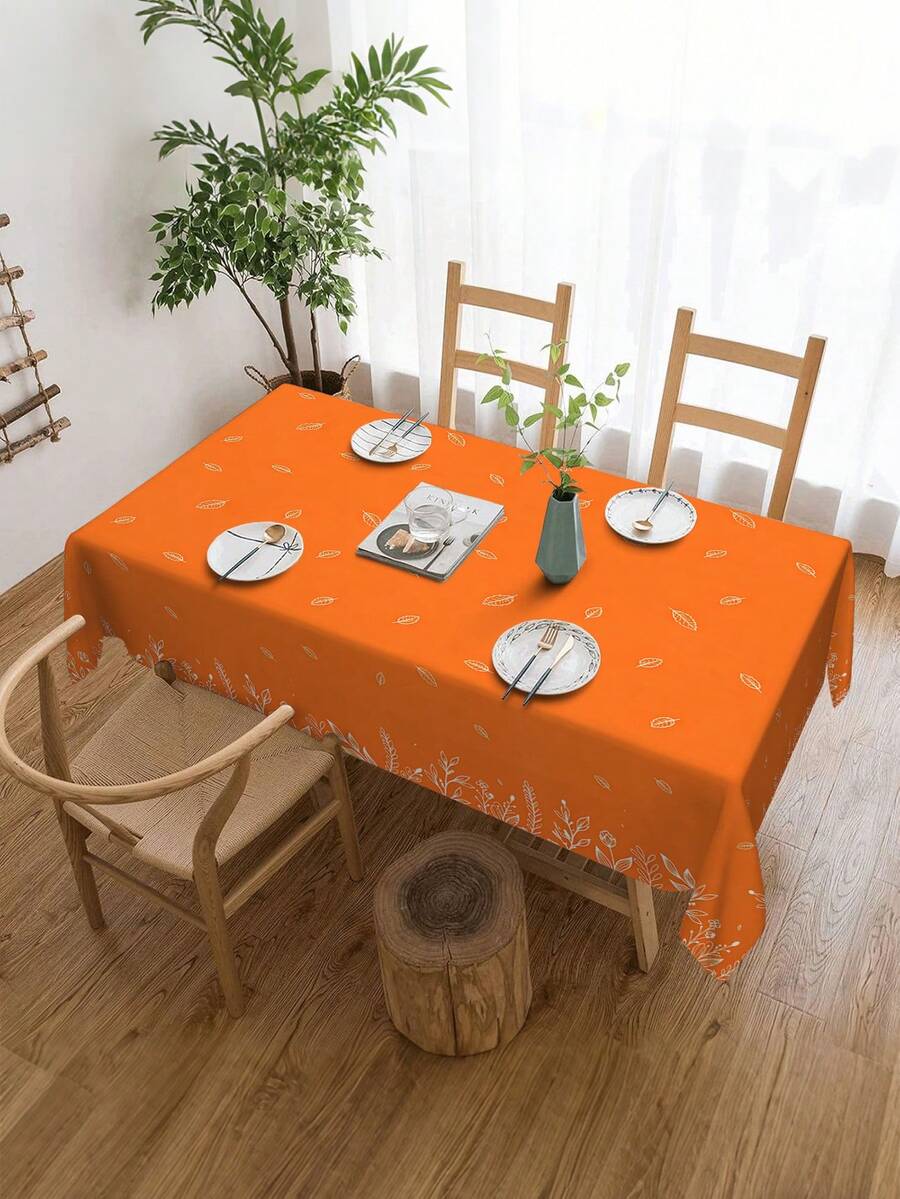 1pc,Autumn Style Tablecloth,Floral & Line Print Tablecloth,Square Tablecloth,Picnic Blanket,Multiple Sizes Available,Perfect For Family Dining,Restaurant Decor,Kitchen Decor,Home Decor,Outdoor Party Decor - Multicolor - View 1