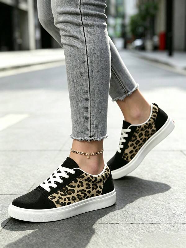 Zapatillas casuales para mujer, zapatos de lona de moda, zapatos de skate con suela blanda, zapatos casuales para exteriores, zapatos deportivos estilo universitario, zapatos de caña baja talla grande