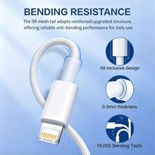 1/3/5PCS USB To Lightning Charging Cable Compatible With IPhone Charger Cord Compatible With IPhone 17 16 15 14 13 12 11 Pro Max XR XS X 8 7 6 Plus SE Compatible With And More - Multicolor - View 7