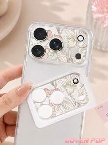 1pc Linear Lily Pattern Camera Lens Protector Film, Compatible With IPhone 17Pro/17 Pro Max; Made Of Tempered Glass, Full Coverage Design, High Definition And Transparent, Anti-Scratch And Anti-Fingerprint, Compatible With Phone Cases, Easy To Install. - Clear - View 4