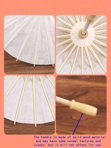 1pc Wholesale Blank Oil Paper Umbrella, DIY Hand Painting, White, Halloween - Multicolor - View 2