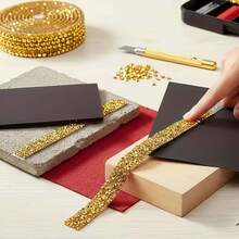 1 Roll Shiny Gold Rhinestone Trim - Luxurious And Charming Decorative Strip, Suitable For Wedding Dresses, Jewelry Making, Home Decor, Party Outfits - Easy To Apply, Adhesive Backing, No Glue Needed - Perfect For Crafts - A - View 7