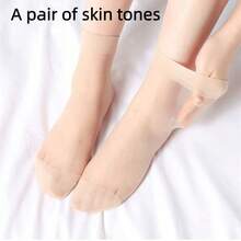5 Pairs Elegant Women's Transparent Short Socks - Breathable Elastic Mid-Calf Socks, Semi-Transparent Material, Smooth - Multicolor - View 12