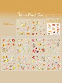 1 Book 20 Sheets Fresh Floral Die-Cut Sticker Book For Planner DIY Collage Decoration Scrapbook Photo Album - Iridescent Floral Painting - View 13