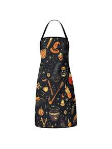 1pc Mexican Sugar Skull Day Of The Dead Apron, Vintage Floral Hat Print Kitchen Cooking Apron For Restaurant Holiday Cosplay Decor - Multicolor - View 2