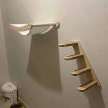 1pc Solid Wood Cat Climbing Ladder Jumping Platform Wall-Mounted Multi-Layer Sisal Rope Cat Tree DIY Wall-Hanging Cat Climbing Tower - Apricot - View 7