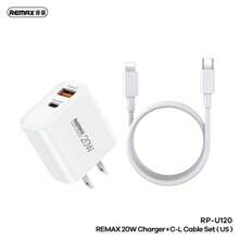 مجموعة شاحن REMAX 20W A+C + كابل بيانات C-L RP-U120 - أبيض - مشاهدة 3