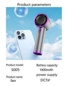1個數位顯示100速手持電扇 / 1個3速手持迷你電扇，迷你USB電扇靜音強風數位顯示小電扇雙電池長續航便攜式，適合戶外、辦公室、通勤、化妝 - 手持 - 查看 8