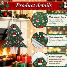 6Pcs Snowflake Stocking Print Tree Shaped Gift Bags, Festive 100% Polyester Drawstring Mini Candy Pouch Hanging Ornament For Xmas Party Decor - Multicolor - View 3