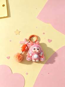 New Unisex Cute Big Ear Heart Keychain (Flocked Exterior, Solid Plastic Interior), Fashionable Cartoon Accessory Bag Charm Keyring (Exquisite Individual Packaging) - Multicolor - View 7