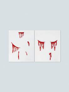 2pcs Gothic Style Glitter Halloween Face Stickers, Dark Gothic Element Self-Adhesive Face Stickers, Suitable For Halloween Makeup, Dark Style Party, Cosplay, Gothic Theme Styling - Red - View 9