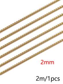 2m 304 Stainless Steel Square Chain 18K Gold Plated Waterproof Round And Square Interlocking DIY Accessories Material Suitable For Making Bracelets And Necklaces - Chain - View 11