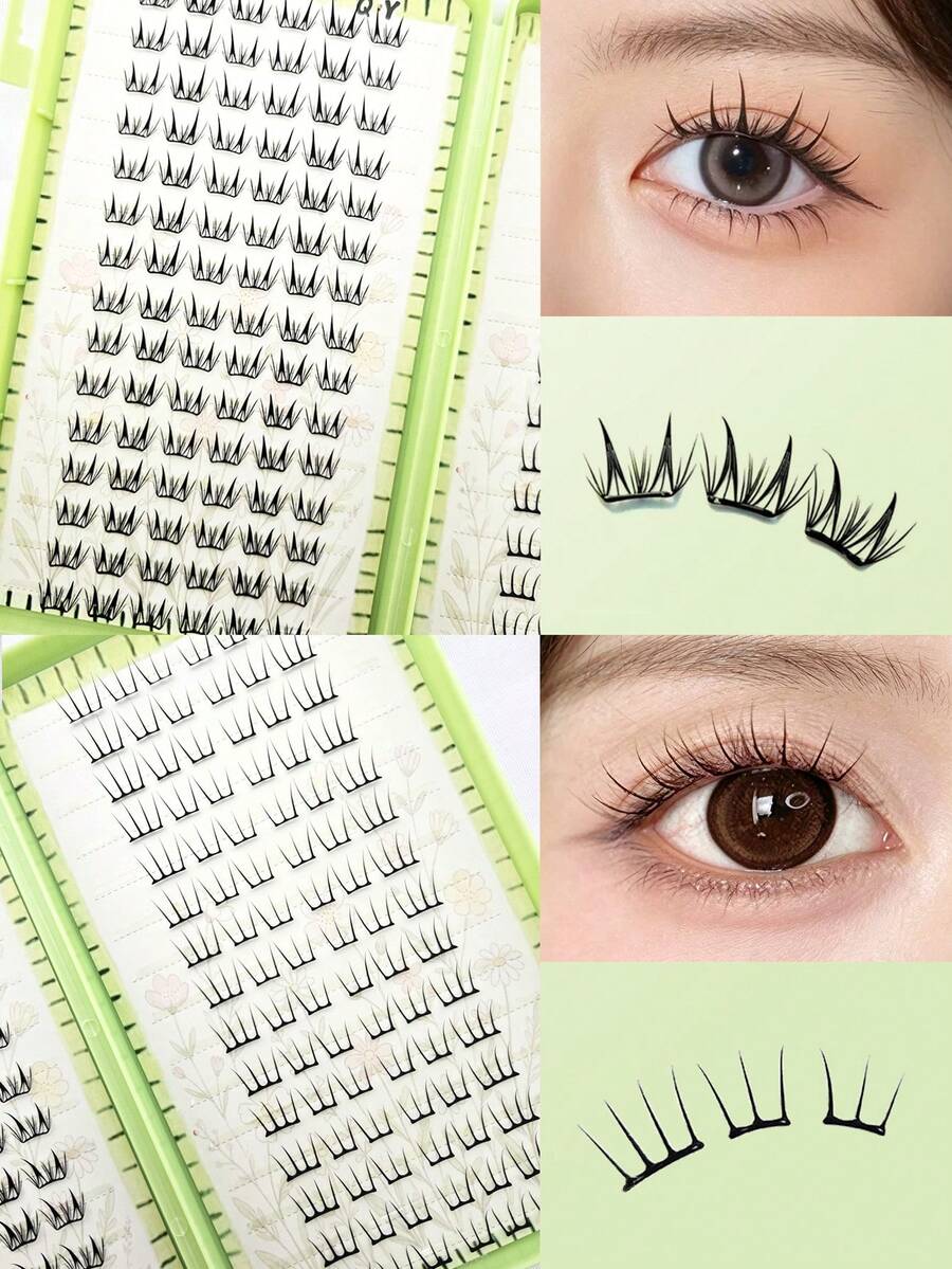 1 Box 2 Styles 180 Clusters Large Capacity Deer Lash Book 2.0 False Eyelashes Comfortable Natural Look Daily Holiday Atmosphere Self-Adhesive Beginner-Friendly - C - View 1