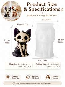 Candle Mold, Skull Animal Shaped Halloween Candle Mold, Plaster Candle Decoration. High-Quality, Easy To Demold. Suitable For Handmade Soap, Candles, Clay, Epoxy Resin Crafts, Holiday Decorations - Random Styles - View 6