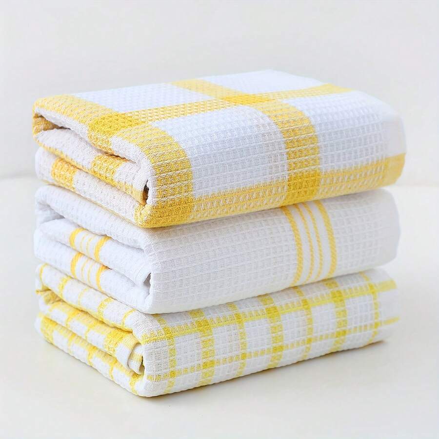 3/6 piezas/Set, Toallas de cocina absorbentes a cuadros multicolor (14.9 pulgadas X 25.2 pulgadas), suaves reutilizables y lavables, esencial para la limpieza del hogar, accesorio de cocina