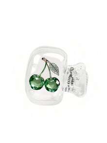 Pink Crystal Cherry And Green Crystal Cherry Toothbrush Holder, Cute Design Travel And Home Storage Organizer With Transparent Lid, Compact Portable Design Easy To Carry, Protects Toothbrush Head, With Dual Drainage And Ventilation Function, Suitable For Home, Dorm And Outdoor Use | Cute Toothbrush Head Storage Rack, Suitable For Bathroom Organization, Suitable For Home, Dorm Use - 1 - View 16