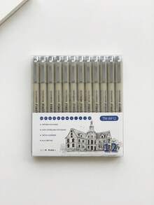 Haus Hana 6/9/12pcs Drawing Pen Set With Black Ink, Fine Liner Pens Suitable For Sketching, Cartoon Drawing, Art Painting Back To School - Multicolor - View 1