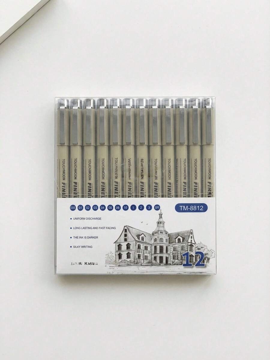 Haus Hana 6/9/12pcs Drawing Pen Set With Black Ink, Fine Liner Pens Suitable For Sketching, Cartoon Drawing, Art Painting Back To School - Multicolor - View 1
