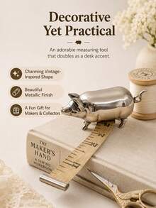 Vintage Style Mini Pig Tape Measure, Retro Metal Pig Soft Tape Measure, Suitable For Sewing And Crafts, Cute Pig Sewing Tape Measure Tool, Unique Gift For Patchworkers, Crafters And Collectors - Random Styles - View 7
