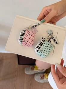 Casing Pelindung Earphone Pro5 dengan Motif Polka Dot Patchwork untuk Piano Key Musical Note Pro3 Apple 2 Generasi Baru 3/4/Pro/Pro2 - Biru - View 4