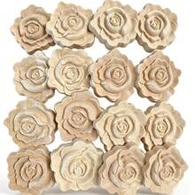Hand Carved Wooden Rose Applique - Unfinished Natural Wood Floral Craft Embellishment For Furniture, Home Decor, DIY Projects - Multicolor - View 1