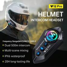 Y12 Pro Motorcycle Helmet Intercom Headset BT5.4 Wireless Interphone, IP56 Rating, Intercom Distance Up To 500 Meters, Supports Half Helmet And Full Helmet, 1000mAh Capacity, Supports Simultaneous Intercom & Music Sharing, Supports AI Voice Assistant - Y12 PRO (500M Intercom) - View 9