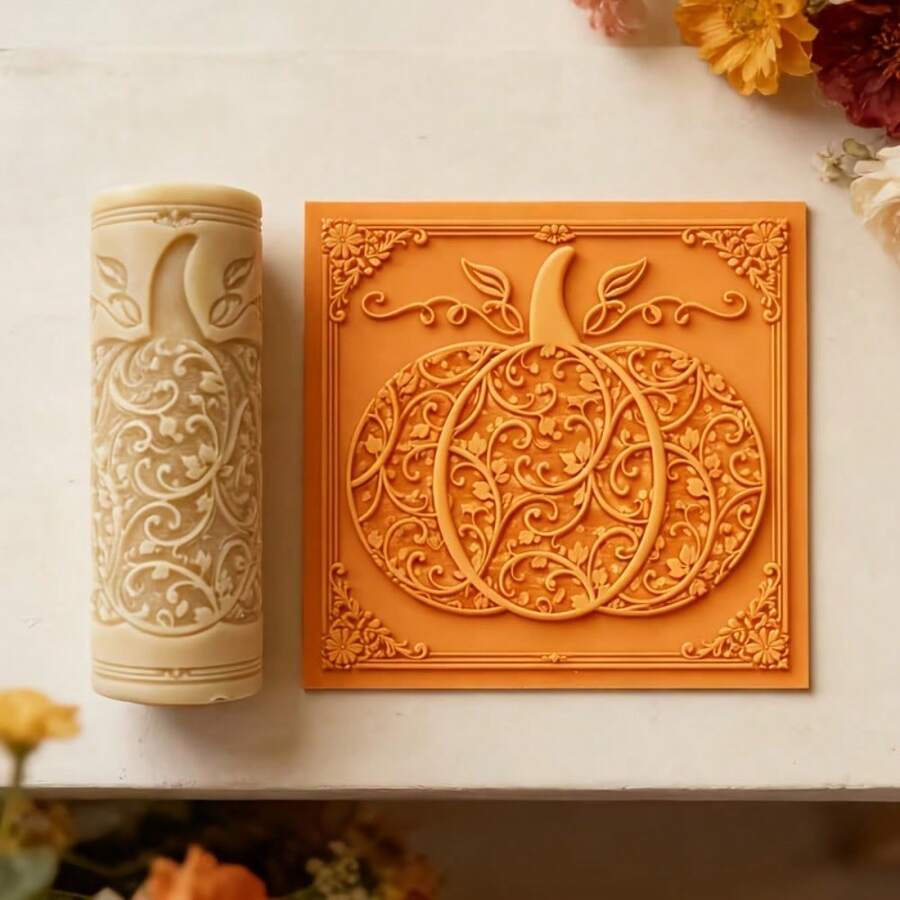 1pc Pumpkin Texture Roller Tool - Durable Plastic Suitable For Polymer Clay & Ceramics, 3D Embossing Mold With High-Detail Pumpkin For DIY Crafts, Compatible For Clay Seals, For Ceramics Decoration, For Soft Clay Applications - Pumpkin Texture Roller 1pc - View 1