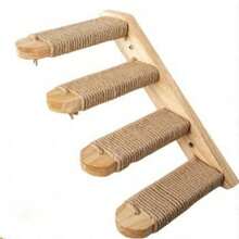 1pc Solid Wood Cat Climbing Ladder Jumping Platform Wall-Mounted Multi-Layer Sisal Rope Cat Tree DIY Wall-Hanging Cat Climbing Tower - Apricot - View 10