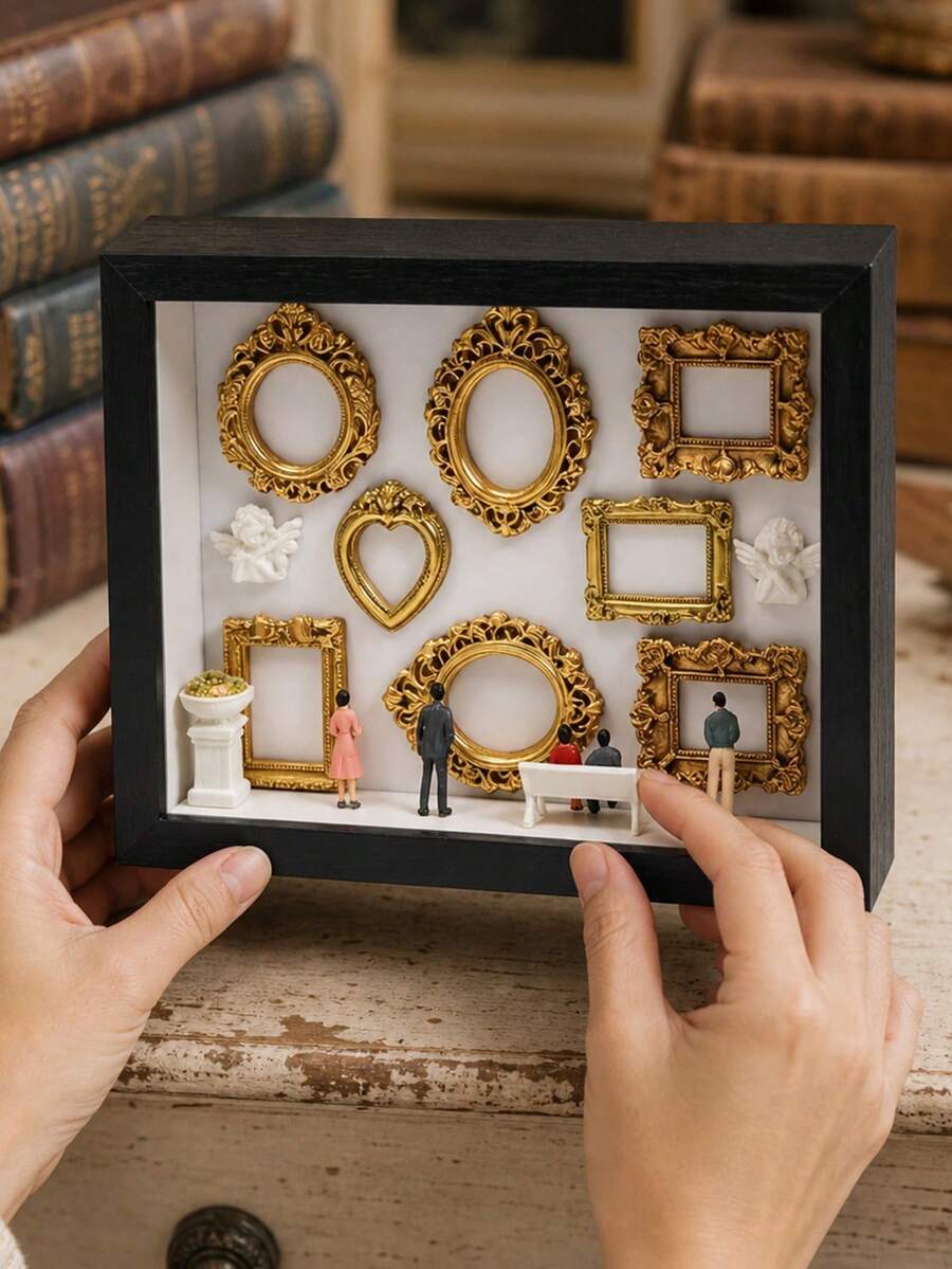 1 Set DIY Mini Museum Shadow Box - Celebrate Your Precious Memories In A Unique Way, Shadow Box Frame Kit With Customizable Photo Display And Miniature Figurines, Personalized Unique Souvenir Decor