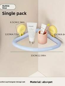 1PC Dopamine Wall-Mounted No-Drill Suction Cup Triangular Storage Rack, Bathroom Shelf, Suitable For Bathroom - Multicolor - View 9