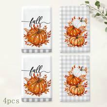 2/4/6/8pcs Pumpkin Pattern Kitchen Towel Set, Machine Washable Absorbent Dish Cloths & Decorative Hand Towels, Suitable For Autumn, Thanksgiving, Halloween Kitchen And Home Decor - Multicolor - View 8