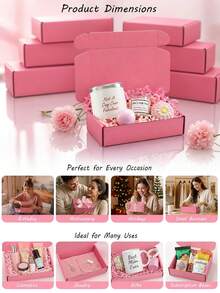 Corrugated Mailer Boxes For Small Businesses, Cute Small Cardboard Boxes, Product Packaging Mailer Boxes, Designed For Shipping Packaging, Product Mailing And Daily Gift Wrapping Fill (Pink) - Pink - View 2