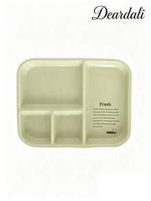 DearDali 1pc Minimalist 4-Compartment Ceramic Plate, Thickened Wear-Resistant Easy To Clean Portion Control Plate, Cream INS Style Dinnerware, Suitable For Kids Complementary Food, Lunch, Weight Loss Portioning Or Back To School Season - View 12