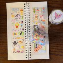 35cm/Loop Kawaii Animal Fantasy Town Watercolor Die-Cut Dispensing Sticker For Journal Scrapbooking Planners Gift Phone Case Decoration Supply - Black - View 7