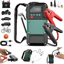 4-In-1 Portable 12V Car Battery Jump Starter And Charger - Black Green - View 1