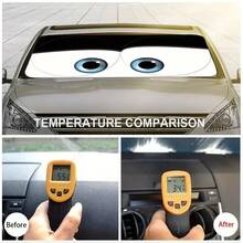YAIUZGOO Cartoon Eye Car Windshield Sun Shade, Fun Front Window Sun Shade, Cute Eye Design, Reflective Heat Insulation UV Protection Cover, Foldable Car Sun Shade, Protect Dashboard Interior, Universal Car Accessory For Summer Travel - A - View 3