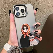 Cartoon Cute Cat Headscarf Women Phone Case For IPhone 17 13 12 Mini 11 Pro Max 16 15 14 Plus Pro Max Shockproof Laser Case - CH-Black NRYM 1 - 查看 8