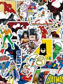 50/100pcs Hero Justice League Anime Stickers, Cool Waterproof Q-Version Hero Stickers For Laptop, Skateboard, Water Bottle Stickers For Adults Teens - Multicolor - View 2