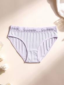 9pcs Women's Cotton Triangle Panties, Low Waist Seamless Triangle Briefs, Ribbed Letter Waistband Underwear, Comfortable Breathable Sports Panties - Multicolor - View 7