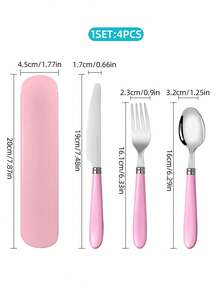 Portable Reusable Stainless Steel Cutlery Set For Students, With Storage Box, Durable Fork And Spoon, Suitable For Outdoor Dining, Camping And Picnics, Convenient Travel Utensil Set - Multicolor - View 7