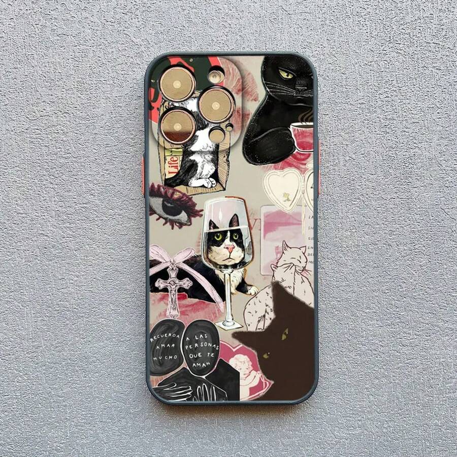 Artistic Image Stitching Black Cat Phone Case For IPhone 17 16 15 Pro Max Plus 14 13 12 Mini 11 Pro Max XS XR X Back Covers - 黑色 HMPJ 7 - 查看 1