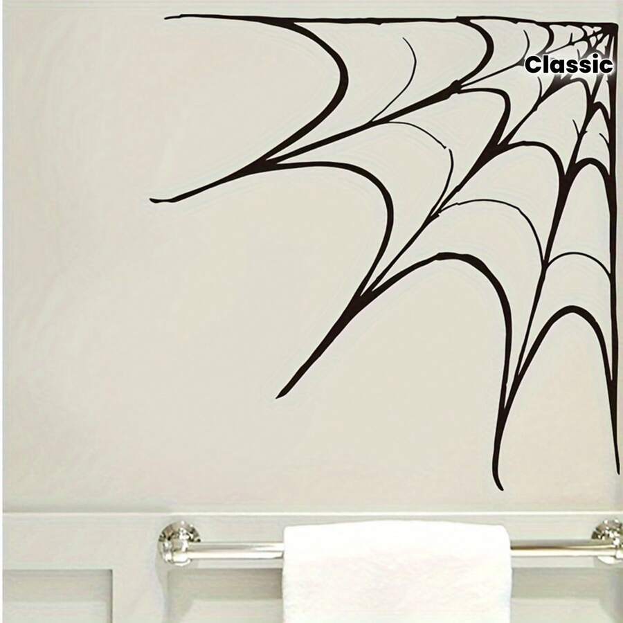 Classic Halloween Spider Web Wall Decal - Removable PVC Sticker, Static Adhesion, Suitable For Living Room, Bedroom, Entryway Decoration, Halloween Home Decor - one-size - View 1
