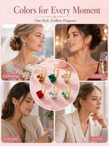 6 Pairs Mixed Color Crystal Combination Earrings Set - Diamond-set - View 4