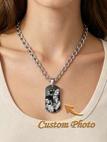 客製化照片項鍊 男士刻字項鍊 不鏽鋼照片吊墜 個性化照片項鍊禮物 送給他的禮物 尺寸 5cm X 2.8cm 可客製化禮物 個性化珠寶 附優雅項鍊吊墜 適合週年紀念、生日、情人節 送給他/她的禮物 情侶 家族 耐用項鍊紀念品 客製化項鍊 獨特設計 - 彩色 - 查看 1