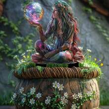 新款 2D 平面壓克力有翼天使花園盆栽裝飾地插 - A - 查看 3