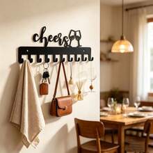 Good Food Good Wine English Iron Wall Decor Hook, Home Kitchen Utensil Apron Storage Rack, Restaurant Wall Multi-Function Hanging Rack, American Restaurant Wall Decor Key Coat Hook, Holiday, Home Decor, Perfect Gift - View 6