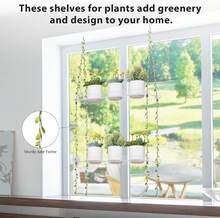 Acrylic Window Boxes Window Plant Shelves 2 Tier - Clear Hanging Shelf Indoor Jute Twine Adjustable Plant Holder For Window Wall Living - ColorA - View 3